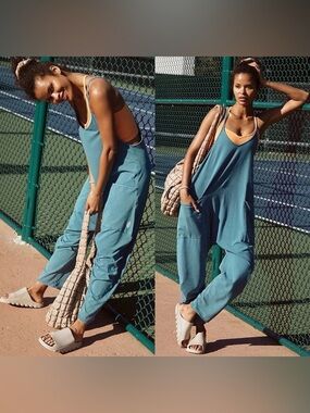 FP Movement Free People Hot Shot Romper Hydro Blue size M